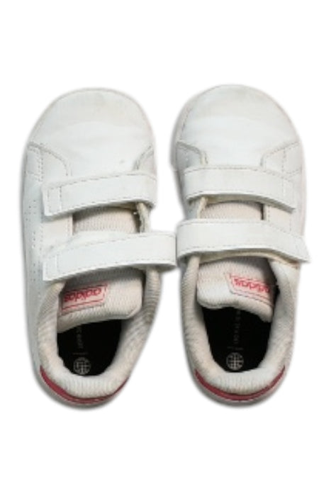 A White Sneakers from Adidas in size 3T for girl. (Back View)