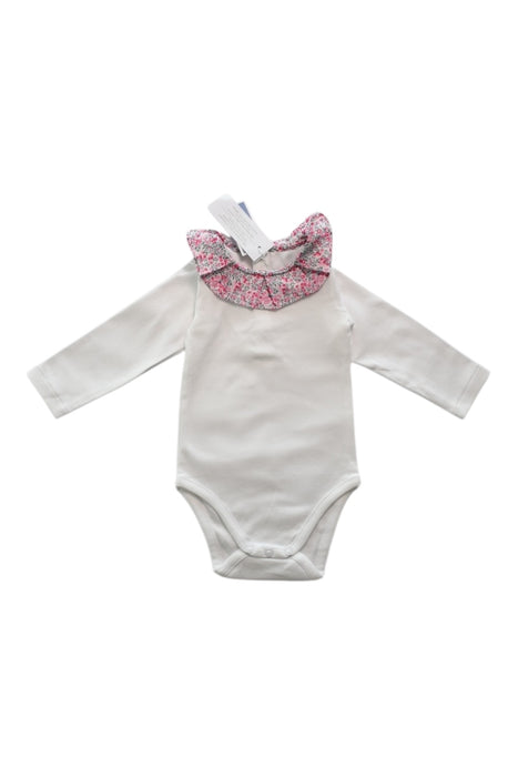 A White Long Sleeve Bodysuits from Jacadi in size 6-12M for girl. (Front View)