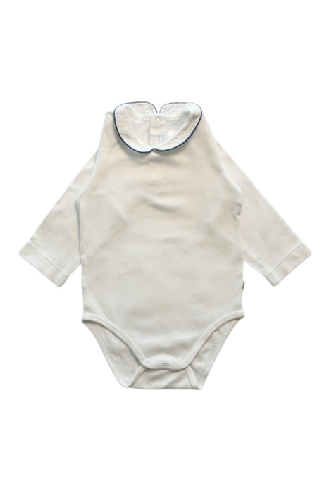 A White Long Sleeve Bodysuits from Jacadi in size 6-12M for boy. (Front View)