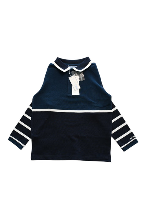 A Navy Long Sleeve Polos from Jacadi in size 6T for boy. (Front View)