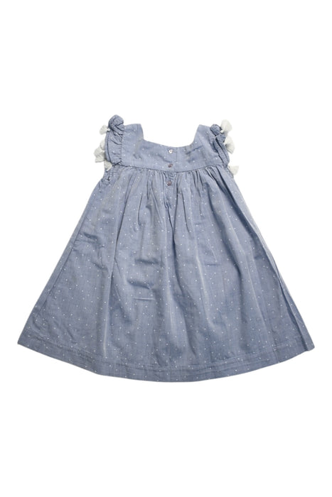 A Blue Sleeveless Dresses from The Little White Company in size 3T for girl. (Back View)