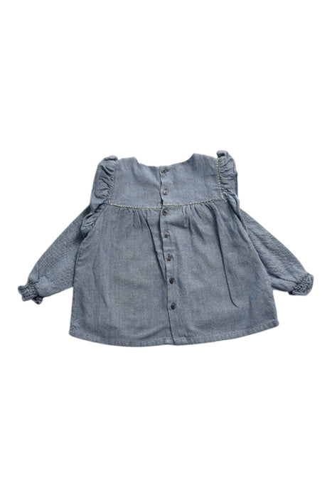 A Blue Long Sleeve Tops from Velveteen in size 12-18M for girl. (Back View)