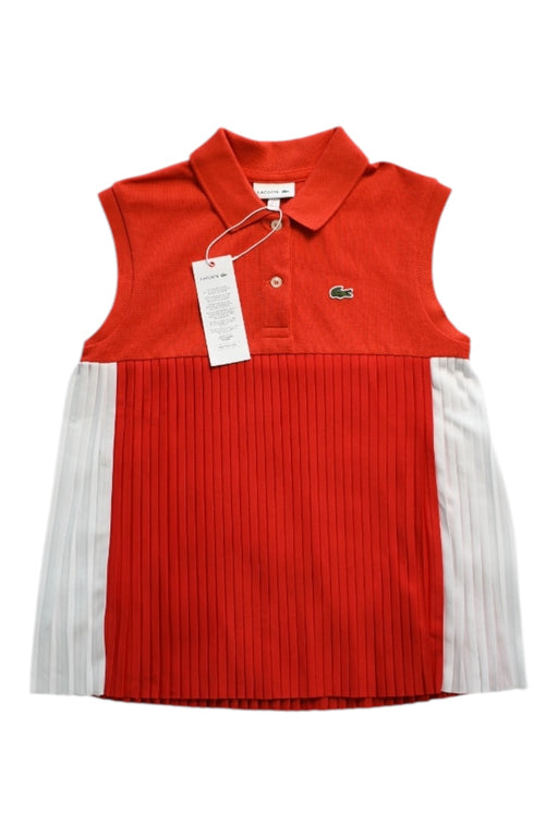 A Red Sleeveless Polos from Lacoste in size 10Y for girl. (Front View)