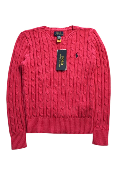 A Pink Knit Sweaters from Polo Ralph Lauren in size 10Y for girl. (Front View)