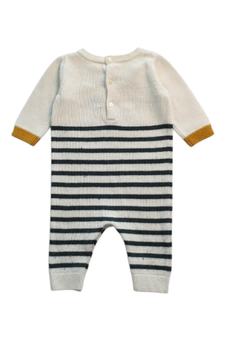 A Beige Long Sleeve Rompers from Jacadi in size 3-6M for girl. (Back View)