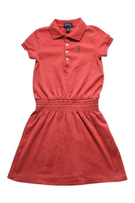 A Red Short Sleeve Dresses from Polo Ralph Lauren in size 5T for girl. (Front View)