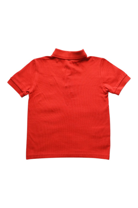 A Red Short Sleeve Polos from Lacoste in size 4T for boy. (Back View)