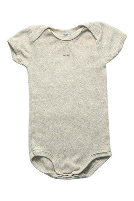 A Beige Short Sleeve Bodysuits from Petit Bateau in size 12-18M for neutral. (Front View)