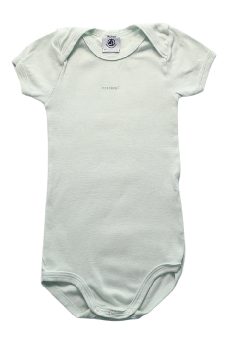 A Ivory Short Sleeve Bodysuits from Petit Bateau in size 12-18M for neutral. (Front View)