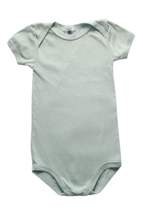 A Green Short Sleeve Bodysuits from Petit Bateau in size 12-18M for neutral. (Front View)