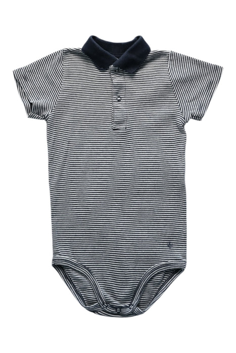 A Navy Short Sleeve Bodysuits from Petit Bateau in size 18-24M for neutral. (Front View)