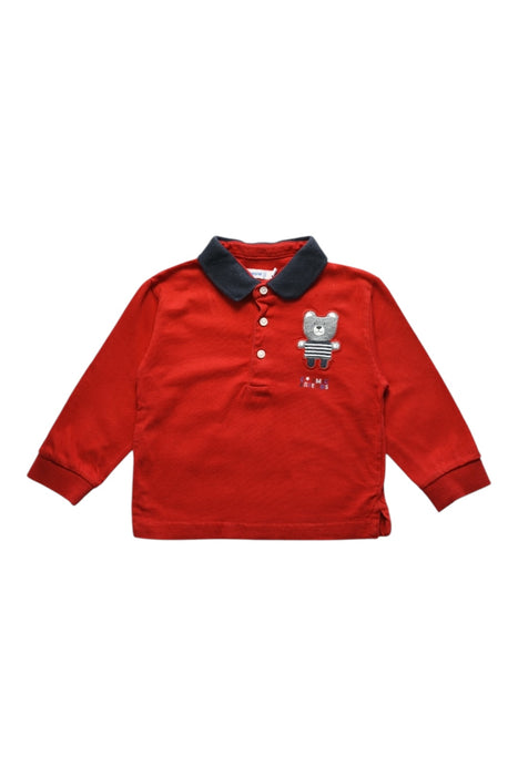 A Red Long Sleeve Polos from Mayoral in size 6-12M for boy. (Front View)