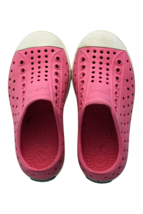 A Pink Sneakers from Native Shoes in size 4T for girl. (Back View)