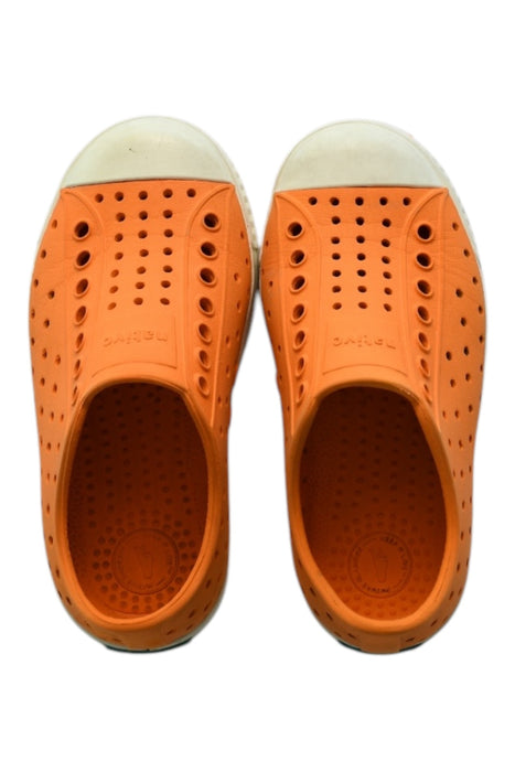 A Orange Sneakers from Native Shoes in size 4T for girl. (Back View)