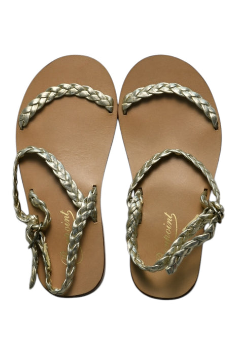 A Gold Sandals from Bonpoint in size 4T for girl. (Front View)
