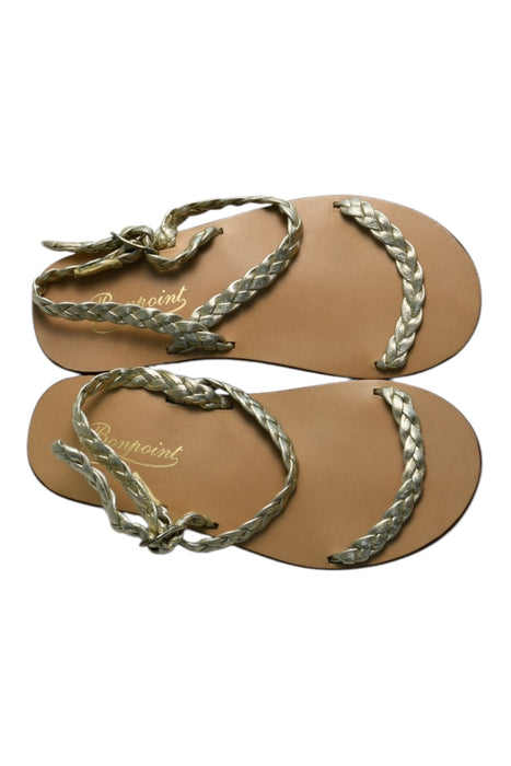 A Gold Sandals from Bonpoint in size 4T for girl. (Back View)