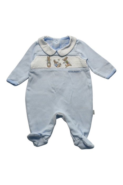 A Blue Onesies from Jojo Maman Bébé in size 3-6M for boy. (Front View)