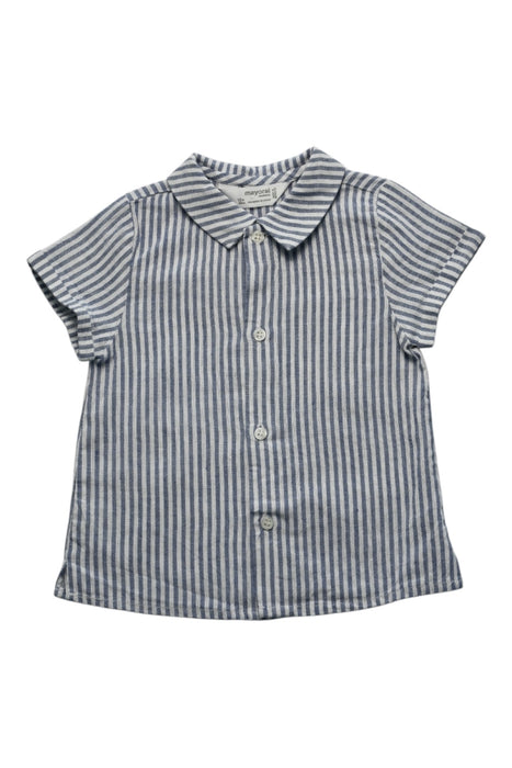 A Blue Short Sleeve Shirts from Mayoral in size 6-12M for boy. (Front View)