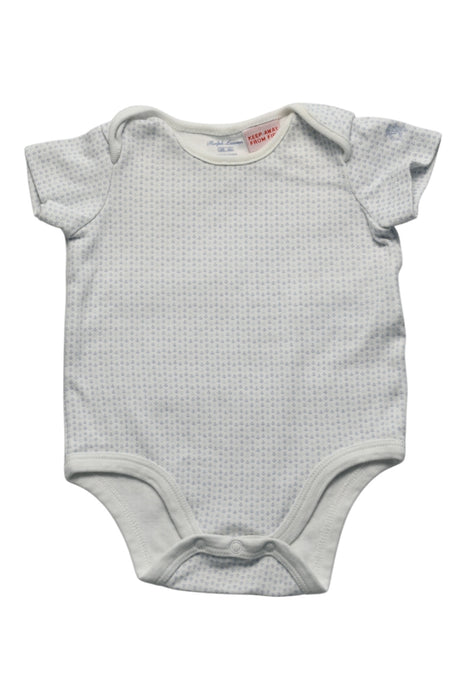 A White Short Sleeve Bodysuits from Ralph Lauren in size 0-3M for neutral. (Front View)