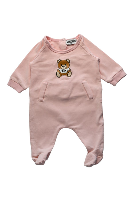 A Pink Long Sleeve Rompers from Moschino in size 6-12M for girl. (Front View)