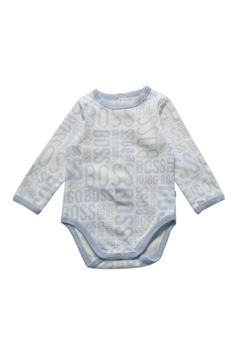 A Blue Long Sleeve Bodysuits from Boss in size 3-6M for girl. (Front View)