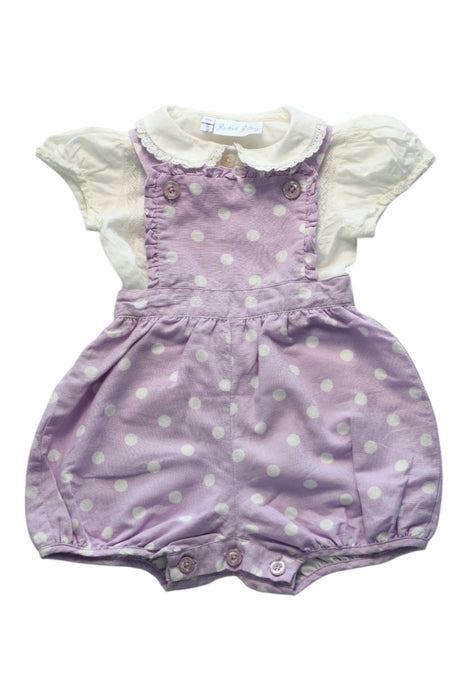 A Purple Short Sleeve Rompers from Rachel Riley in size 6-12M for girl. (Front View)