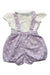 A Purple Short Sleeve Rompers from Rachel Riley in size 6-12M for girl. (Back View)