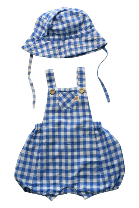 A Blue Overall Sets from purebaby in size 3-6M for girl. (Front View)