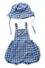 A Blue Overall Sets from purebaby in size 3-6M for girl. (Front View)