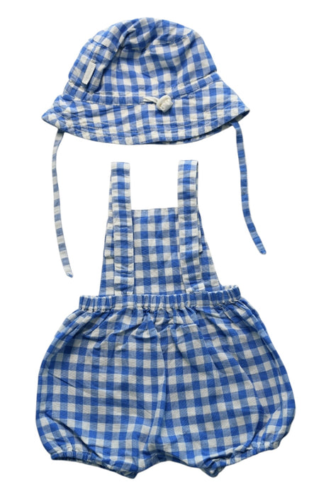 A Blue Overall Sets from purebaby in size 3-6M for girl. (Back View)