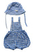 A Blue Overall Sets from purebaby in size 3-6M for girl. (Back View)