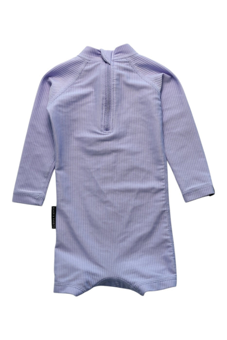 A Purple Rash Guards from BEACH & BANDITS  in size 6-12M for girl. (Back View)