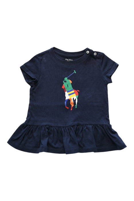 A Navy Short Sleeve Tops from Polo Ralph Lauren in size 12-18M for girl. (Front View)