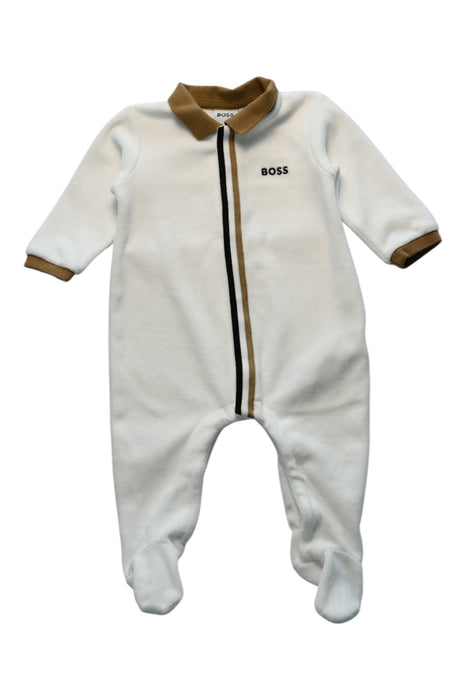 A White Onesies from Boss in size 6-12M for boy. (Front View)