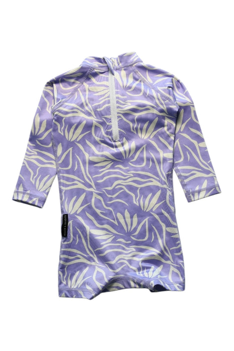A Purple Rash Guards from BEACH & BANDITS  in size 6-12M for girl. (Back View)