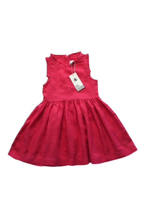 A Red Sleeveless Dresses from Petit Bateau in size 4T for girl. (Front View)