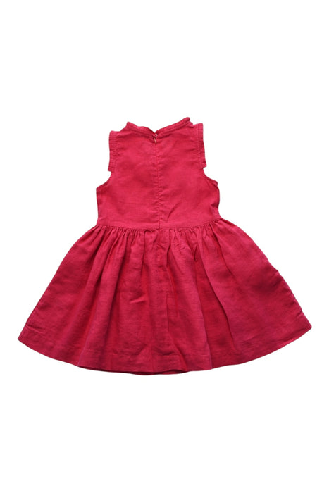 A Red Sleeveless Dresses from Petit Bateau in size 4T for girl. (Back View)