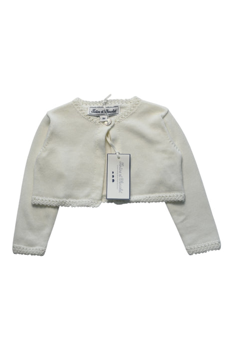 A Ivory Cardigans from Tartine et Chocolat in size 6-12M for girl. (Front View)