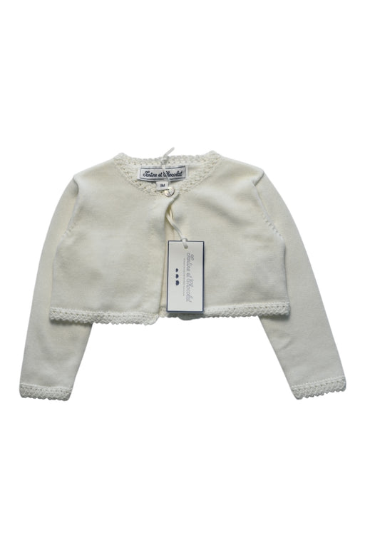 A Ivory Cardigans from Tartine et Chocolat in size 6-12M for girl. (Front View)