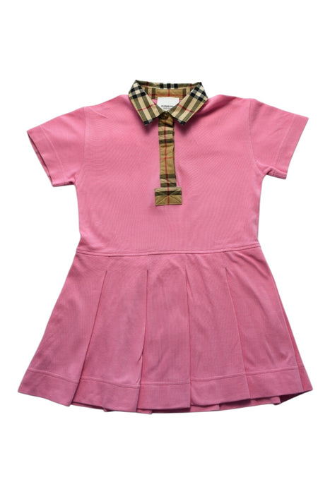 A Pink Short Sleeve Dresses from Burberry in size 4T for girl. (Front View)