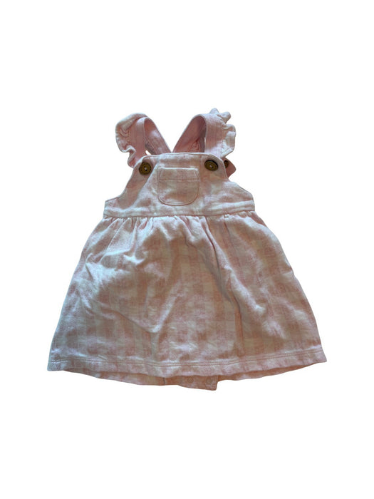 A Pink Overall Dresses from Purebaby in size 3-6M for girl. (Front View)