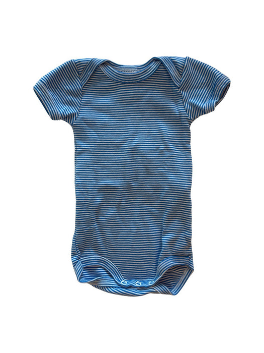 A Blue Short Sleeve Bodysuits from Petit Bateau in size 3-6M for neutral. (Front View)