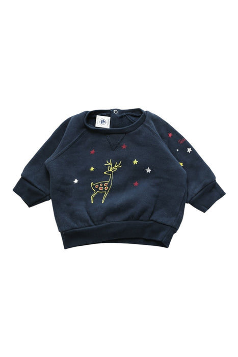A Navy Crewneck Sweatshirts from Petit Bateau in size 3-6M for boy. (Front View)