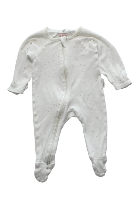 A White Onesies from Purebaby in size 0-3M for neutral. (Front View)