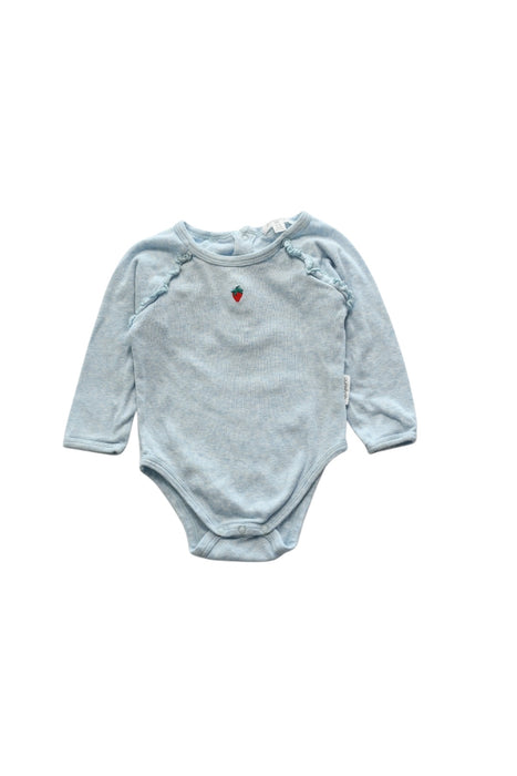 A Blue Long Sleeve Bodysuits from Purebaby in size 3-6M for girl. (Front View)
