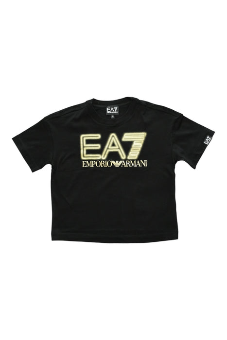 A Black Short Sleeve T Shirts from Emporio Armani in size 4T for boy. (Front View)