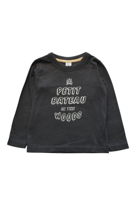 A Black Long Sleeve T Shirts from Petit Bateau in size 4T for boy. (Front View)