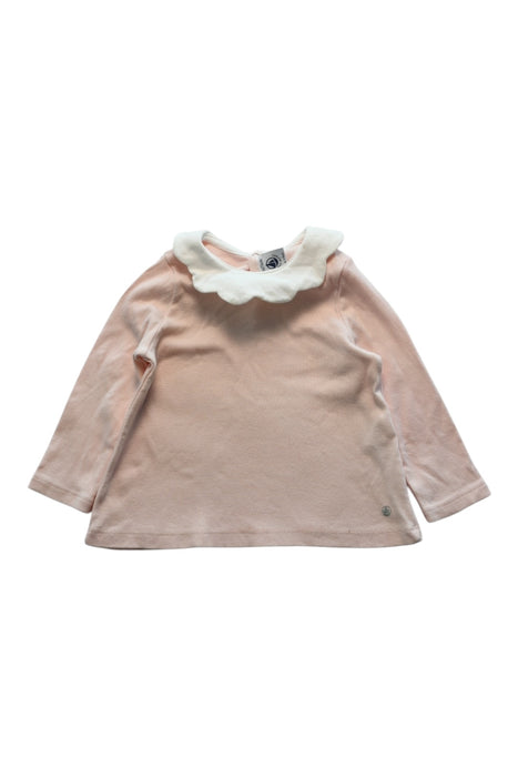 A Pink Long Sleeve Tops from Petit Bateau in size 6-12M for girl. (Front View)