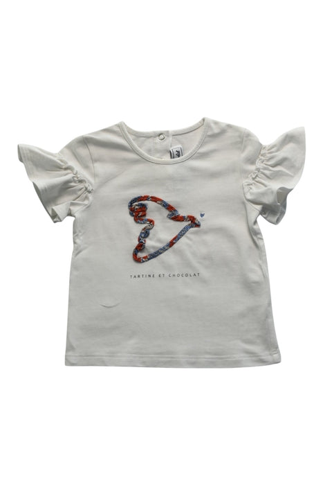 A White Short Sleeve T Shirts from Tartine et Chocolat in size 6-12M for girl. (Front View)