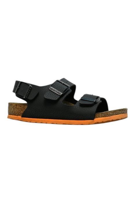 A Black Sandals from Birkenstock in size 5T for girl. (Front View)